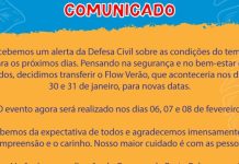 Flow Verão é transferido para fevereiro por orientação da Defesa Civil