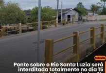 Ponte sobre o Rio Santa Luzia será interditada temporariamente para estudos técnicos e ações preventivas