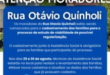 Moradores da Rua Otávio Quinholi são convocados para atualização cadastral